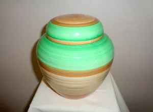 1930s Shelley Art Deco Green & Brown Banded Ginger Jar