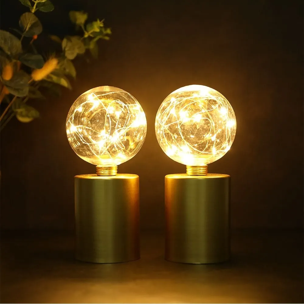 2pcs Portable Cordless Battery Powered Table Lamp for Living Room Home Decor
