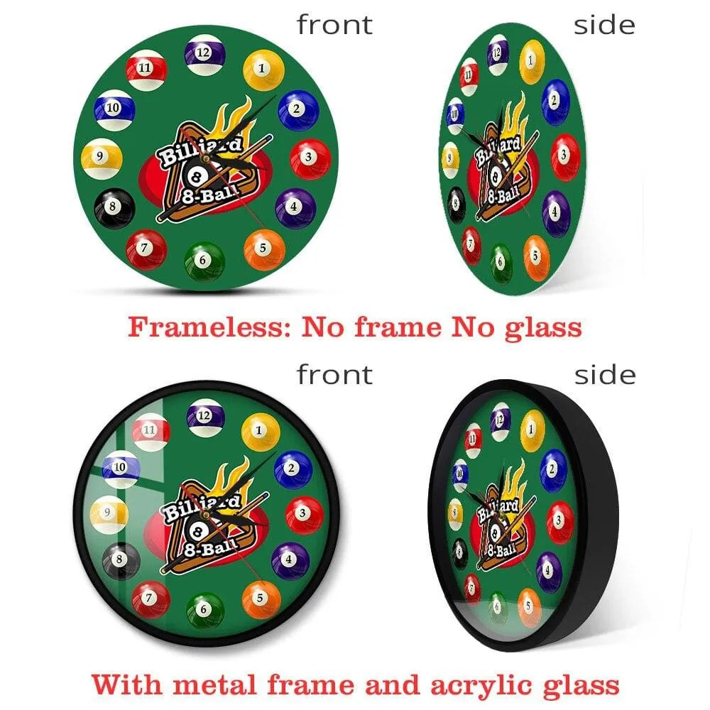 Billiard Balls Colorful Wall Clock Pool Snooker Sports Clock Pool Hall Game Room