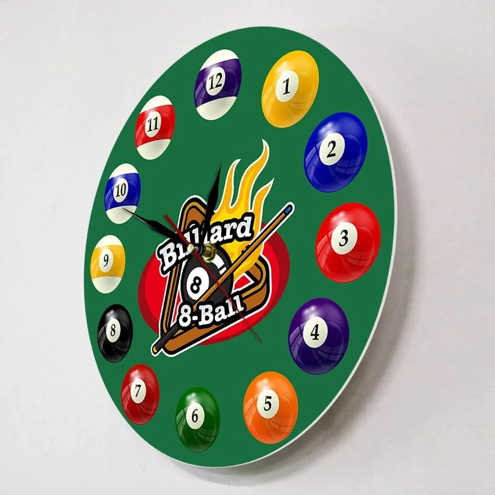 Billiard Balls Colorful Wall Clock Pool Snooker Sports Clock Pool Hall Game Room