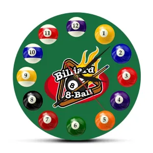 Billiard Balls Colorful Wall Clock Pool Snooker Sports Clock Pool Hall Game Room