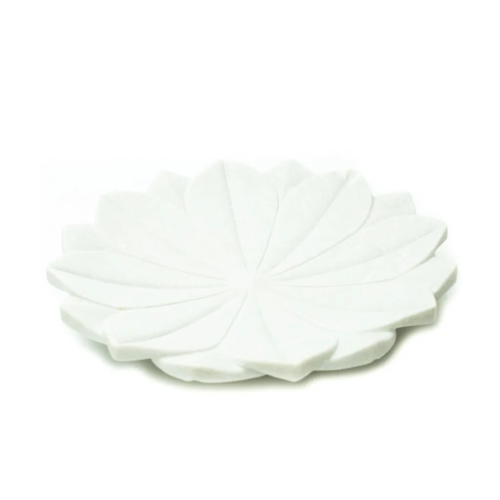 Carved Marble Lotus Flower Tray