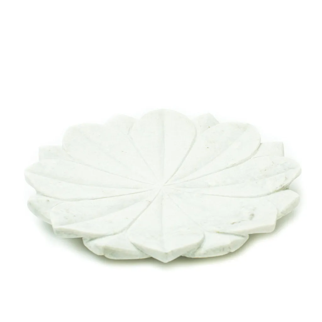Carved Marble Lotus Flower Tray