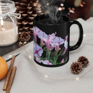 Ceramic Glossy Mug Petunias Design (black) 11oz.