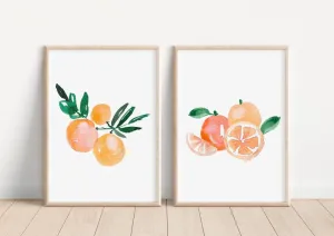 Clementine Set of 2 Nursery Art Prints, Orange Wall Art, Girl Nursery Decor, Play Room, Girl Baby Room Ideas