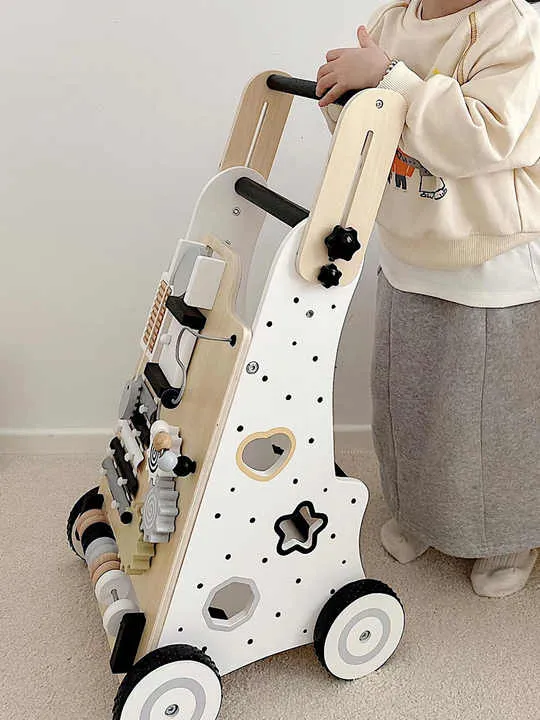COMMIKI Wooden Multi-functional-عربة أطفال خشبية