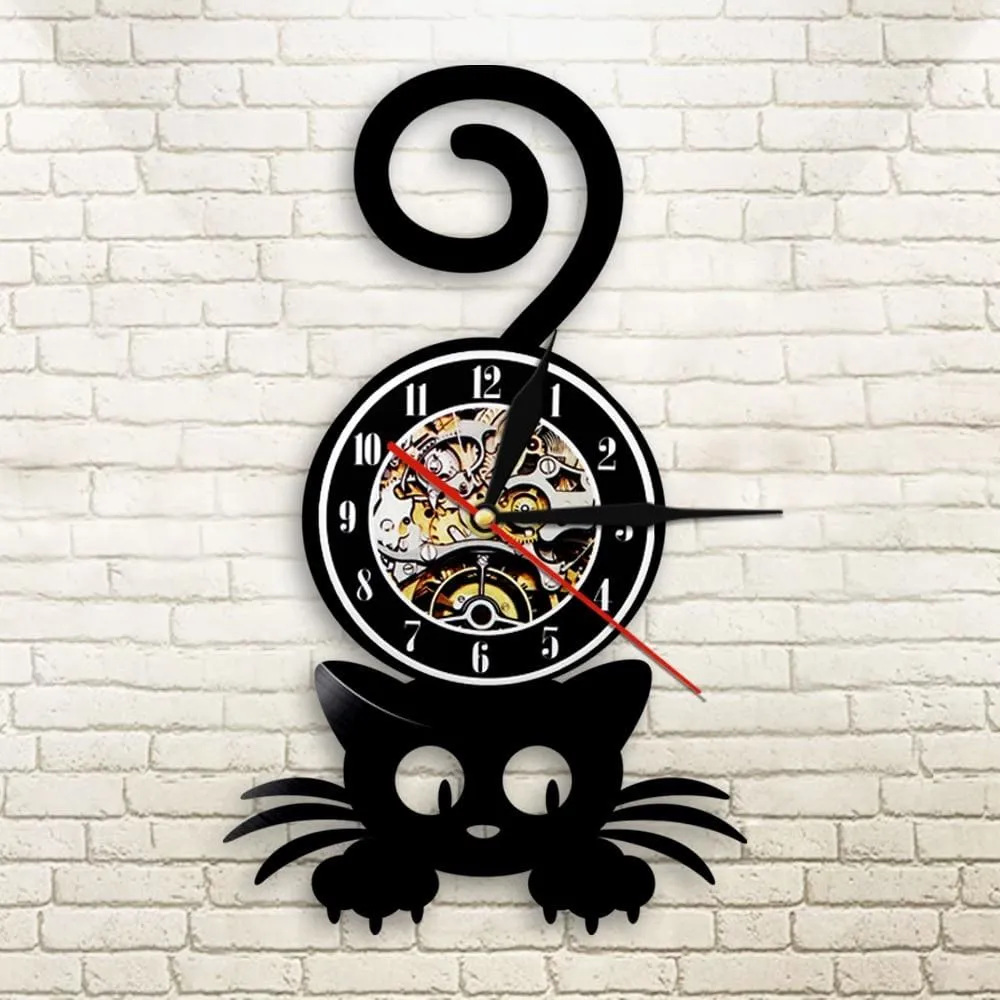 Crazy Cat Lady Wall Art Silhouette Kitten Cat with Funny Tail Home Decor Wall