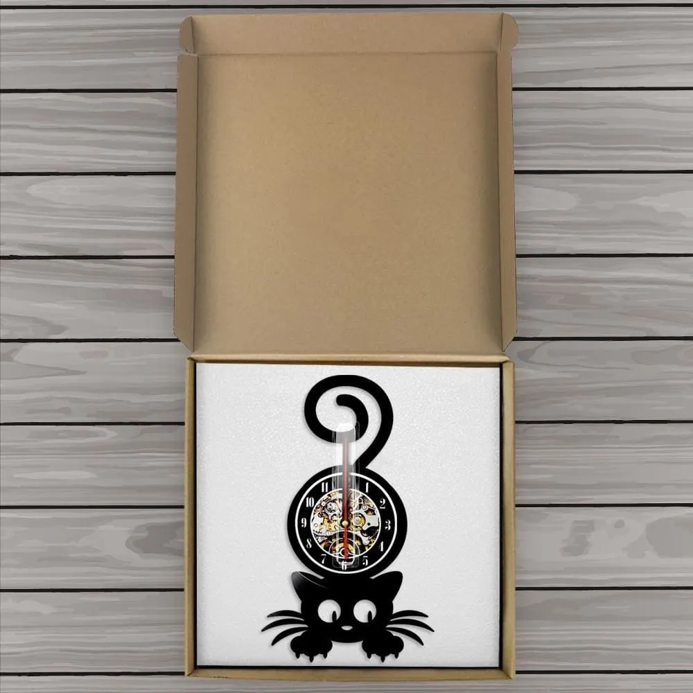 Crazy Cat Lady Wall Art Silhouette Kitten Cat with Funny Tail Home Decor Wall