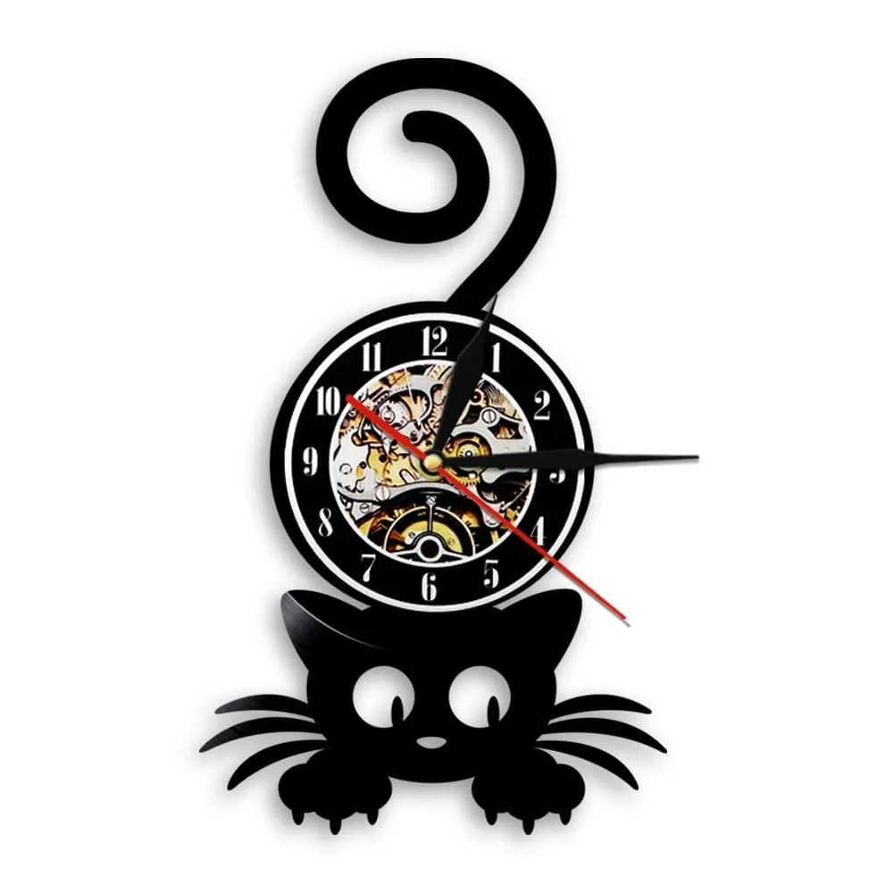 Crazy Cat Lady Wall Art Silhouette Kitten Cat with Funny Tail Home Decor Wall