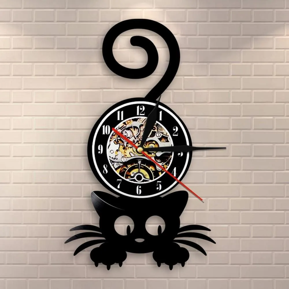 Crazy Cat Lady Wall Art Silhouette Kitten Cat with Funny Tail Home Decor Wall