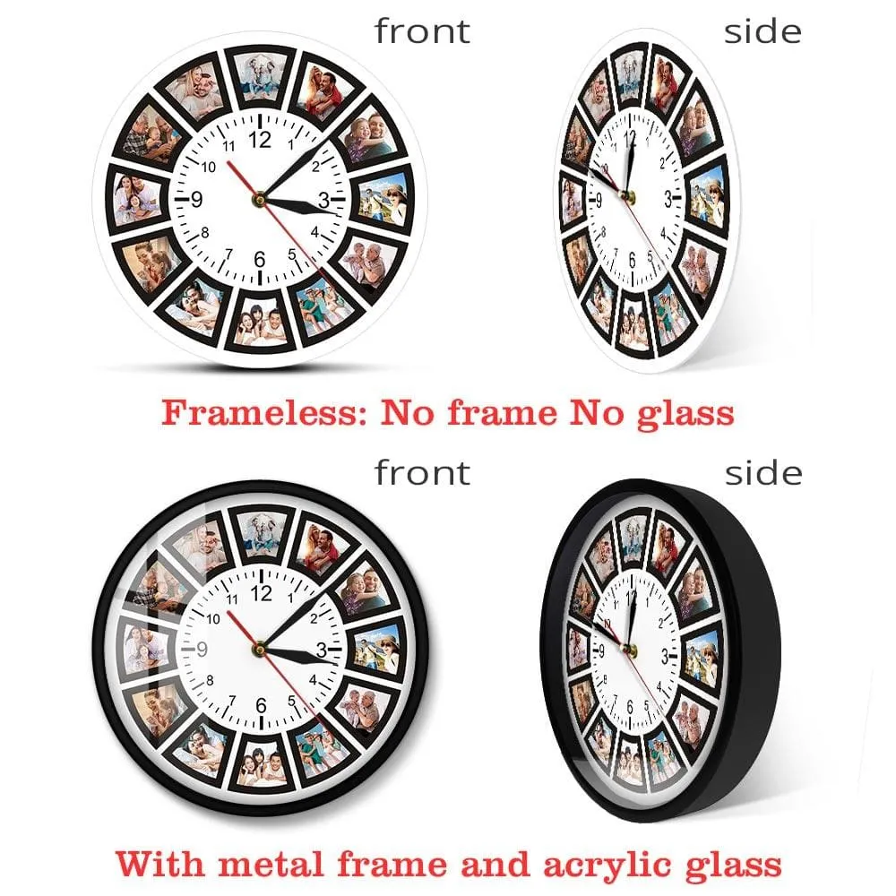 Create your Own Custom 12 Photos Collage Instagram Custom Home Wall Clock