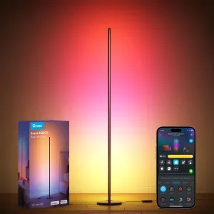 Govee RGBIC Floor Lamp, LED Corner Lamp Works with Alexa, 1000 Lumen Smart Modern Floor Lamp with Music Sync and 16 Million DIY Colors, Color Changing Standing Floor Lamp for Bedroom Living Room Black