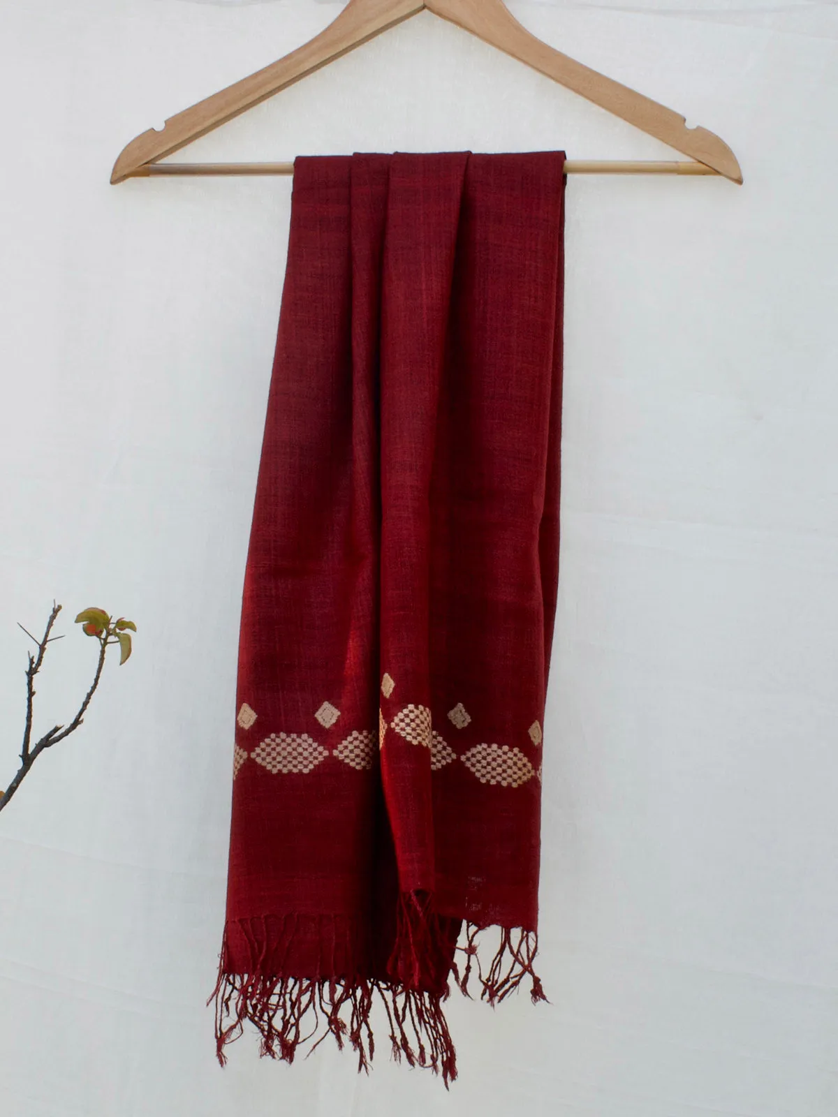 Handwoven Silk Scarf Red