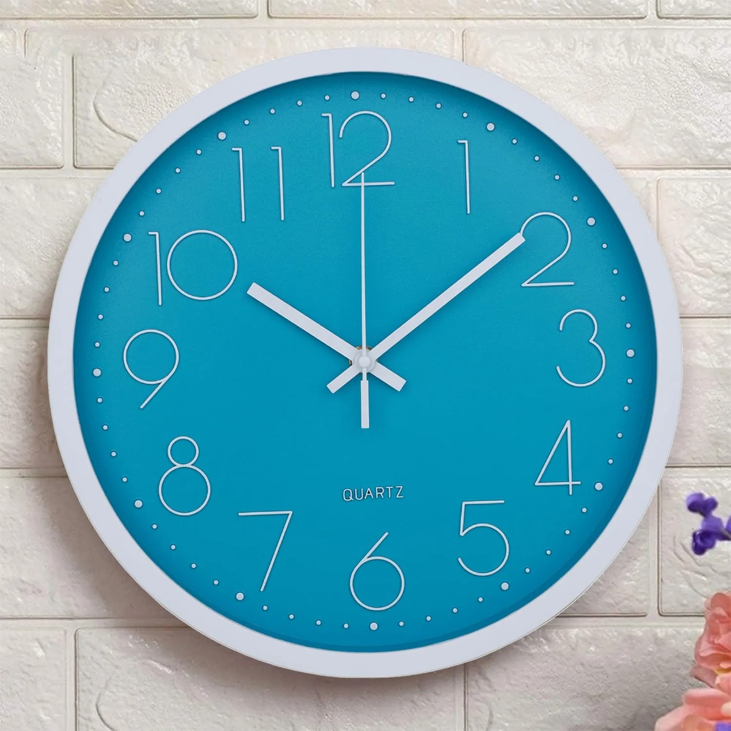 Kuber Industries Wall Clock | Fancy Watch Wall Clocks | Office Wall Clock | Clock for Living Room | Clock for Bedroom | Clock for Hall | Machinery-Quartz | 12 Inch | 2019-Sky Blue