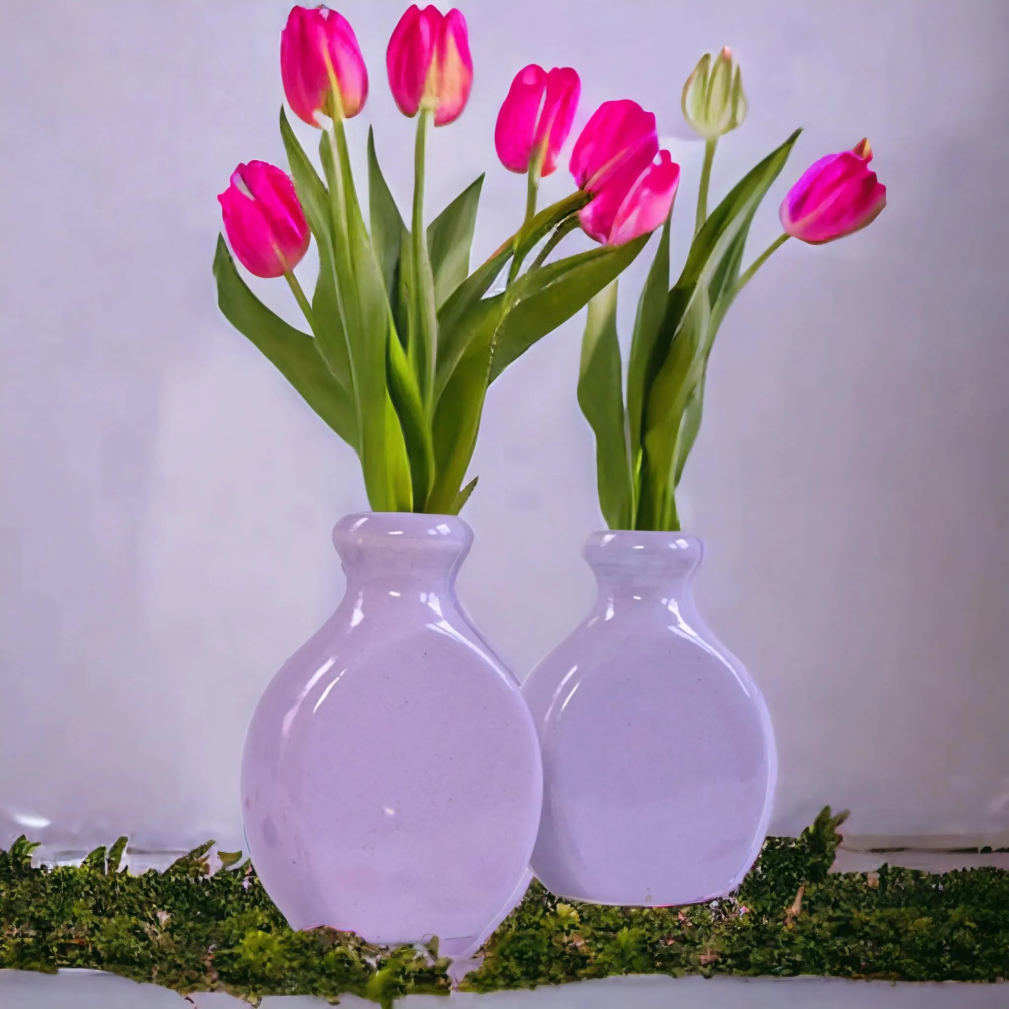 Lavender Ceramic Small Vases for Home Decor (4 x 2.5) Inches 2 Pieces Center Table Bedroom Living Room Flower Vases for Home Décor Home Decorative Floral Vase
