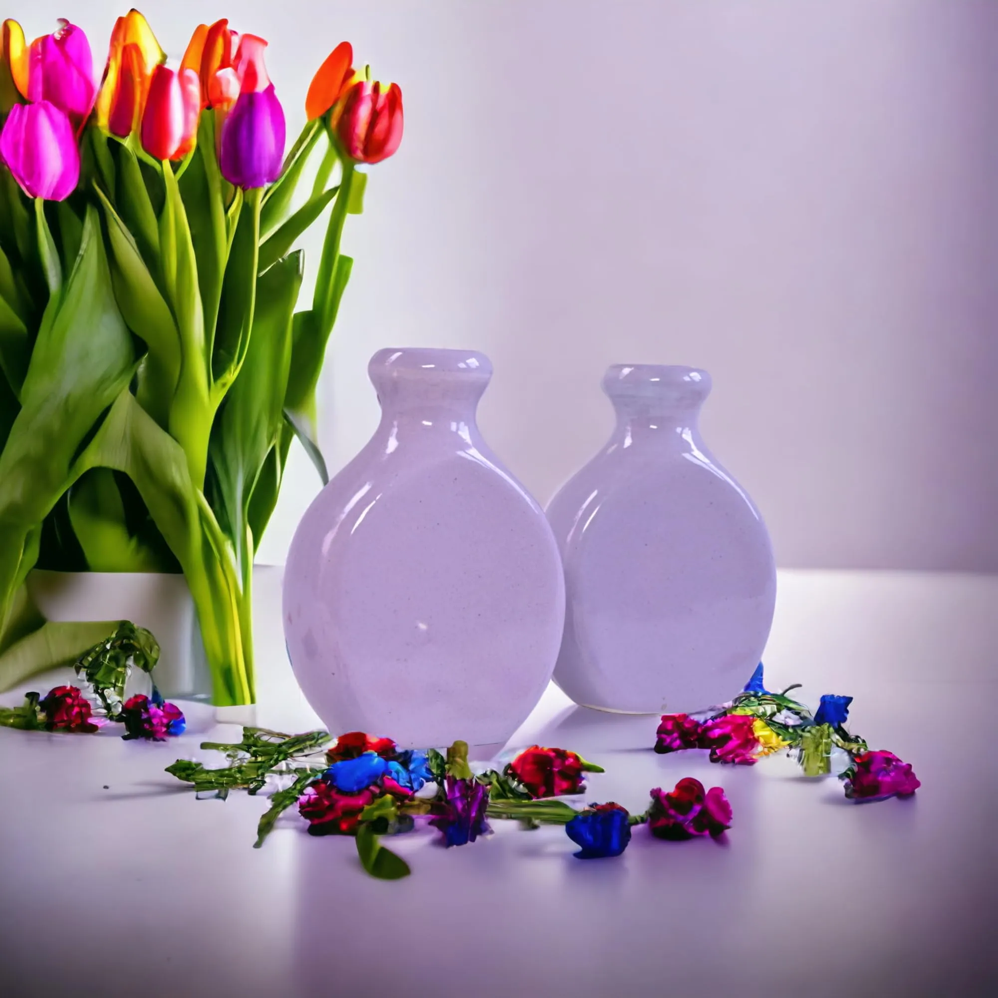 Lavender Ceramic Small Vases for Home Decor (4 x 2.5) Inches 2 Pieces Center Table Bedroom Living Room Flower Vases for Home Décor Home Decorative Floral Vase
