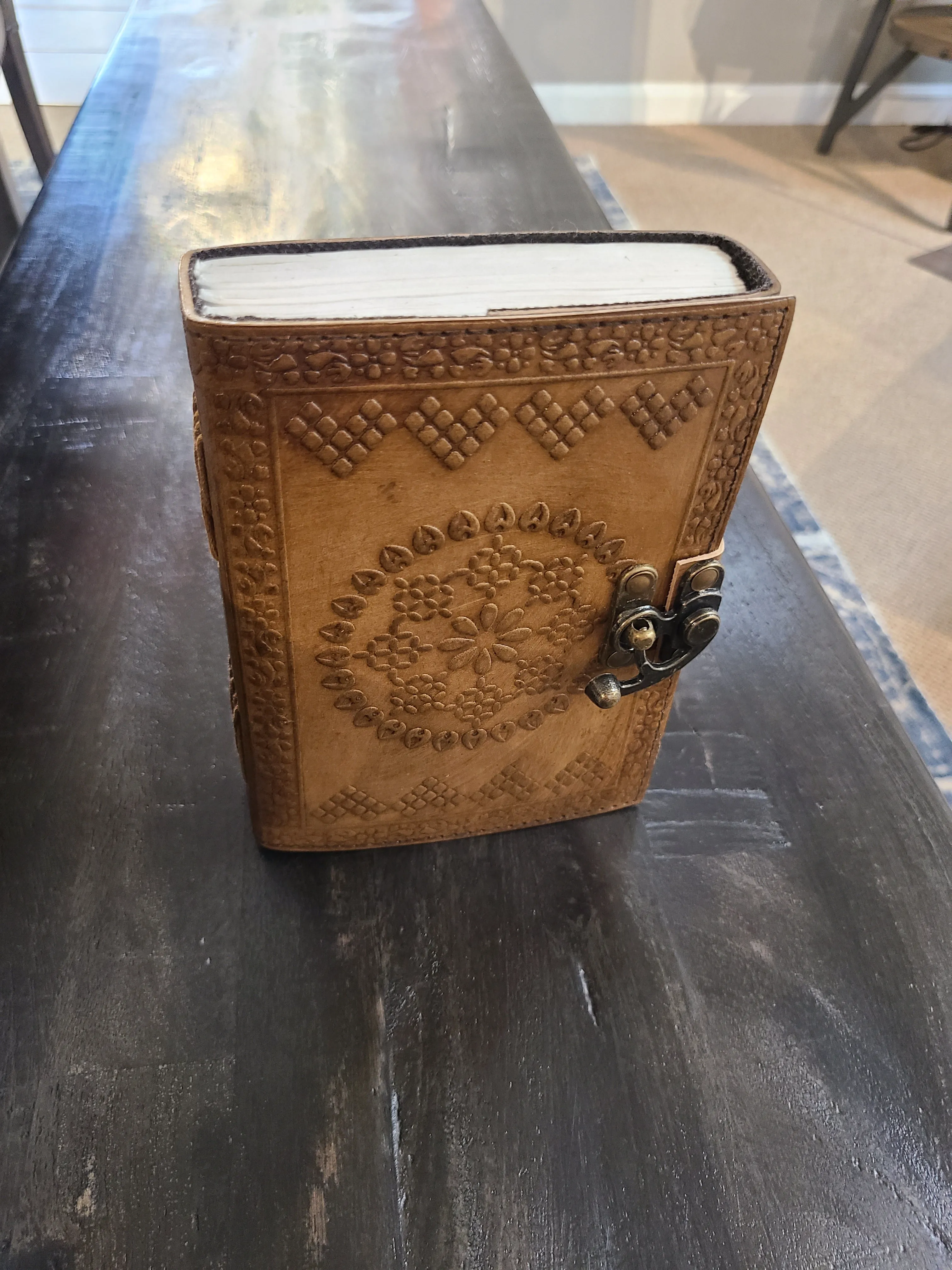 Leather Mandala Writing Journal With Lock