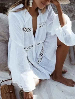 Longue chemise Bohme crochet.