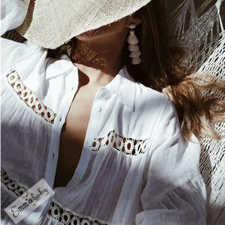 Longue chemise Bohme crochet.