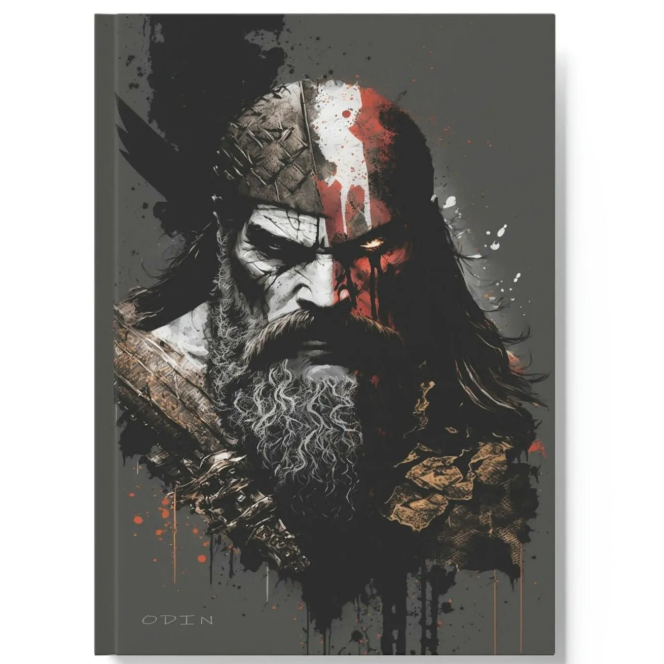 Oden the God Notebook - Grunge Portrait - Hard Backed Journal