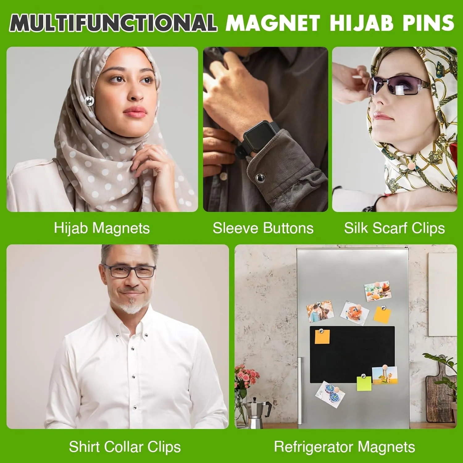 Strong Magnetic Hijab Pins, 4 Pack Powerful Hijab Magnets Multi-Purpose Pinless Hijab Magnetic Pins, Colorful Magnet Pin Scarf Magnetic Pin No-Snag Button Brooch Clasp for Clothing Dress Scarves