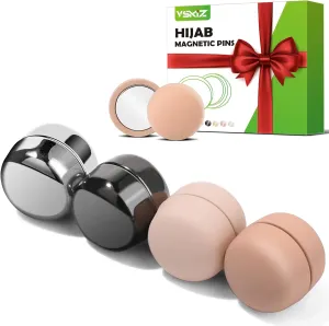 Strong Magnetic Hijab Pins, 4 Pack Powerful Hijab Magnets Multi-Purpose Pinless Hijab Magnetic Pins, Colorful Magnet Pin Scarf Magnetic Pin No-Snag Button Brooch Clasp for Clothing Dress Scarves