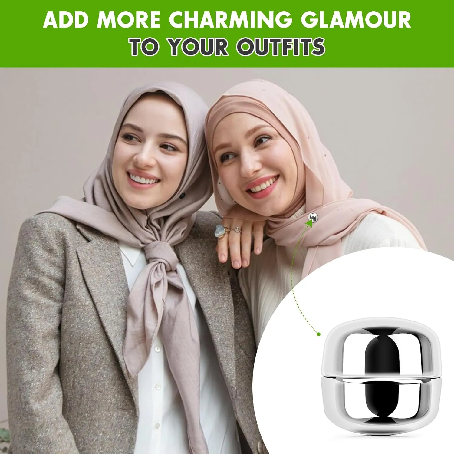 Strong Magnetic Hijab Pins, 4 Pack Powerful Hijab Magnets Multi-Purpose Pinless Hijab Magnetic Pins, Colorful Magnet Pin Scarf Magnetic Pin No-Snag Button Brooch Clasp for Clothing Dress Scarves