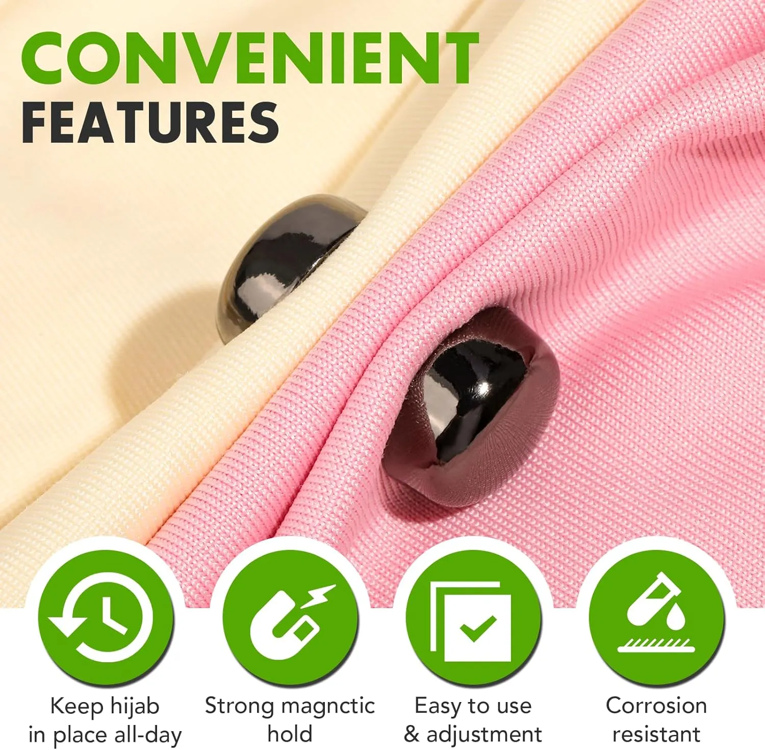 Strong Magnetic Hijab Pins, 4 Pack Powerful Hijab Magnets Multi-Purpose Pinless Hijab Magnetic Pins, Colorful Magnet Pin Scarf Magnetic Pin No-Snag Button Brooch Clasp for Clothing Dress Scarves