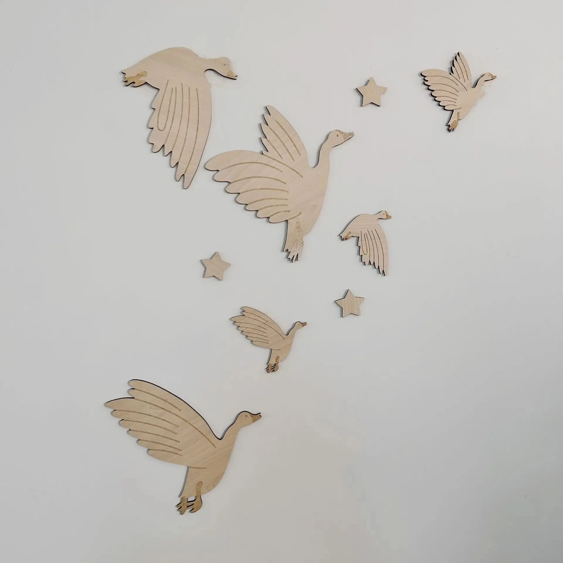 Wooden WildGeese Wall Stickers Set