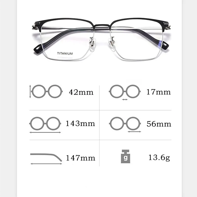 Yimaruili Men's Full Rim IP Plated β Titanium Square Frame Eyeglasses 80126