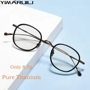 Yimaruili Unisex Full Rim Square Acetate Titanium Eyeglasses Kmn137 Yimaruili Unisex Full Rim Square Acetate Titanium Eyeglasses Kmn137